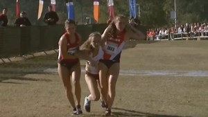 Opponents help collapsed BC runner cross finish