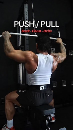 2.4K reactions · 76 shares | Push / Pull Workout  Chest, Back & Delts! Save & Send to a Friend ✅ Almost forgot how effective this workout is for upper body, enjoy! @youngla | code: JOEANDREWS @ghostlifestyle | code: JOE Seated Cable Lat Pulldown: 4x15! Incline Dumbbell Bench Press: 4x15! Barbell Bent Over Row: 4x12! Cambered Bar Flat Bench Press: 4x12! Dumbbell Upright Row: 4x10/12! Dumbbell Lateral Raise: 4x10/12! Have a day  | Joe Andrews | Facebook