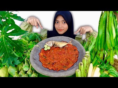 MUKBANG ASMR LALAPAN MENTAH IKAN ASIN SAMBEL TERASI