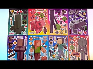 [🌍 Paper DIY 🌍] Minecraft Sticker Book 🟩 Decorate with Creepers, Steve & Friends 🎨 ASMR