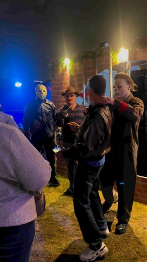 34K views · 482 reactions | When horror movie slashers cheer each other on  | Wilkes Family Halloween Displays | Facebook