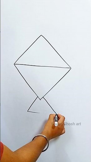 Kite Drawing 🪁 | Easy Step by Step Kite Drawing for Beginners #shortsfeed #shorts #art