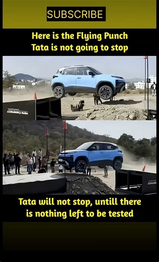 Tata Motors' Punch SUV executes an impressive "Flying Punch" jump over the Commando Ramp