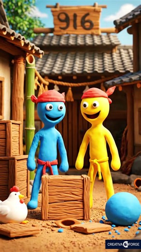 Blue vs Yellow Clay Fighters 🥋 | Funny Karate Claymation Short