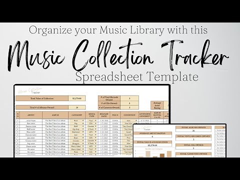 Music Collection Tracker Excel Spreadsheet, Music Tracker Google Sheets, Vinyl Collection, Record
