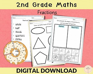 Maths Printables, Maths Worksheets, Fractions Worksheets for 2nd, 3rd Grade Maths, Home School Resource, Revision and Homework Maths - Etsy