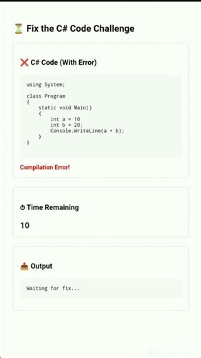 Can You Spot the C# Error Before Time Runs Out? 😱 | viral shorts | Viral status