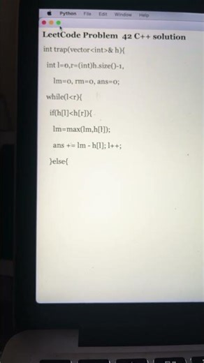 Leetcode 42 trapping rain water c++ solution #leetcode #exam #interview #coding #learncpp
