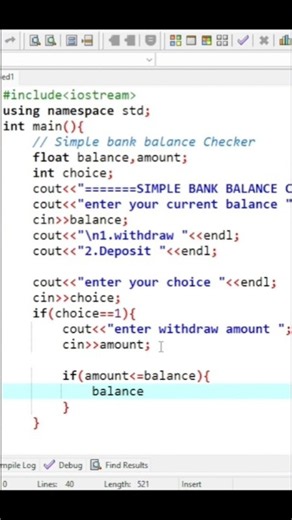C++ Bank Balance Checker Tutorial |#viralshorts#shorts #coding #cplusplus #learncoding #tutorial