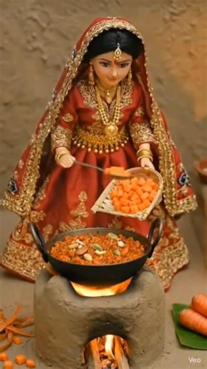 Miniature Doll Gajar Ka Halwa Cooking ASMR 🥕 | Indian Village Tiny Kitchen Story | Tiny Food 🥘