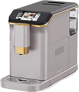 GarveeLife Fully Automatic Espresso Machine w/Integrated Milk Frothing and Coffee Grinder 15 Grind Settings 20 Bars of Pressure Space Saving Energy Efficient Thermoblock Heating