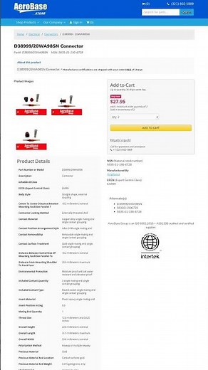 PN D38999/20WA98SN - Performance and details