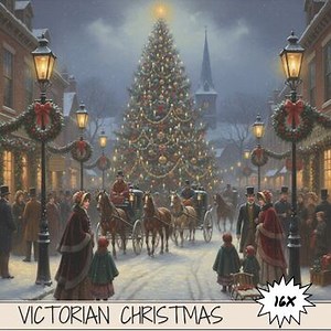 Victorian Christmas Themed Digital Paper Pack | 12x12 Holiday Backgrounds