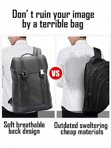 BOPAI Wholesale Premium Office Travel Back Pack Trolley 15.6 Inch Laptop Customized Luxury Genuine Leather Man Casual Backpack