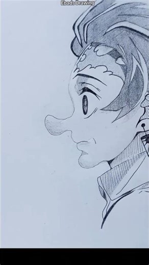 Tanjiro Side Face Drawing 🎨 | Demon Slayer #shorts#demonslayer