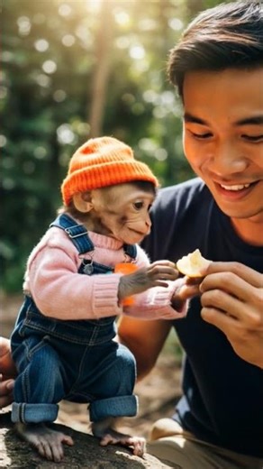 baby monkey and manb 🤣🤣😂#shorts #short #viral #trending #shortsfeed #DreamScreenAI