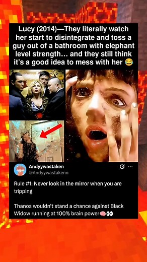 They literally watch her start to disintegrate and toss a guy out of a bathroom with elephant level