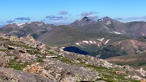 Top of Mount Blue Sky Evans fourteener high elevation peak mountaineering hike hiking adventure Rock