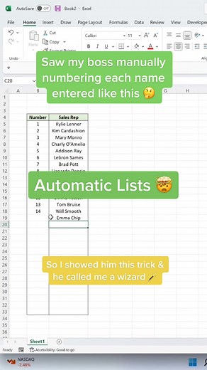 An excel wizard #excel #exceltips #tiktoktaughtme