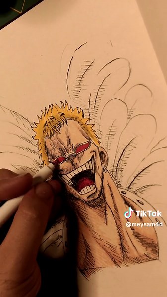 Drawing Doflamingo from One Piece - Realistic Art Tutorial