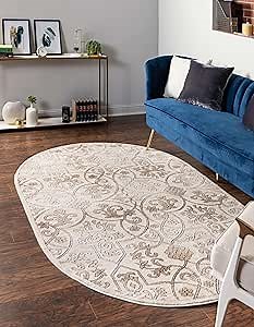 Unique Loom Rushmore Collection Area Rug - Washington (6' 1" x 9' Oval, Dark Beige/ Beige)