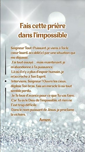 Prière puissante pour un miracle dans l’impossible 🙏