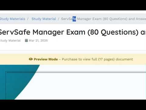 ServSafe Manager Exam 2026 (80 Questions & Answers) | Latest Update | Pass on Your First Try 🔥🍽️