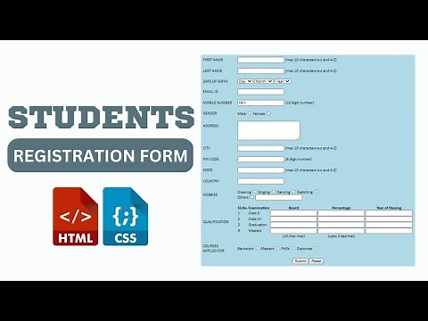 How To Design Student Registration Form using HTML and CSS