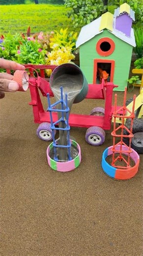 😱 Real Working Mini Tractor Making Cement Pillar | Amazing DIY Construction Machine 🚜 #shorts