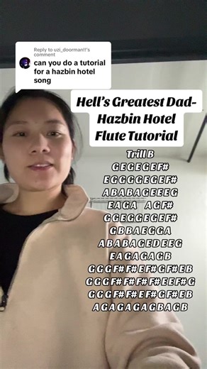 Replying to @uzi_doorman!! #flute #fyp #ruyaflute #sheetmusic #musicnotes #learnwithme #hellsgreatestdad #hazbinhotel