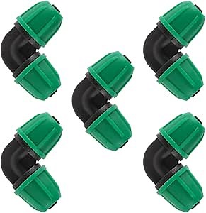 1/4 inch Drip Irrigation Fittings, Lock Barbed Elbow for ¼ in. tubing; Tubing Outside Diameter (OD) is 0.250 in., Internal Diameter (ID) is 0.170. in.(20Pcs/Pack) (Green-Elbow)