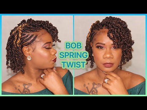 Bob Spring Twist Crochet Braids Bomb Twist // Natural Hair Protective Style 3c-4c hair