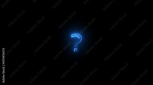 Question mark icon, problem sign icon. Neon glowing seamless question mark. Stock Video