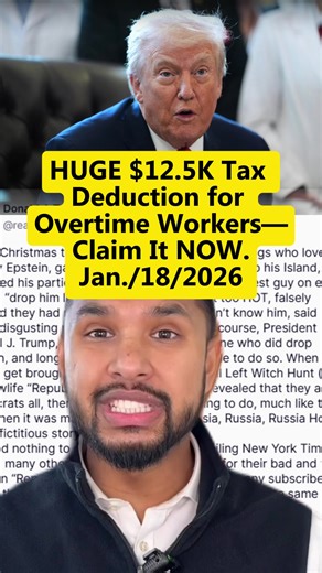 💼💰 HUGE $12.5K Tax Deduction for Overtime Workers—Claim It NOW. 🤑 #Overtime #TaxDeduction #IRS #Money #Refund