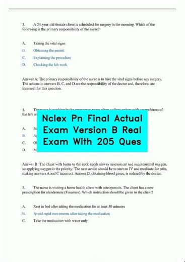 Nclex Pn Final Actual Exam Version B Real Exam With 205 Ques video