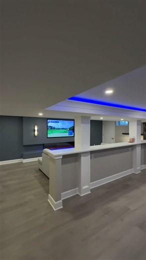 750 ft² has never looked so big! 😍 #basementrenovation #interiordesign #finishedbasement