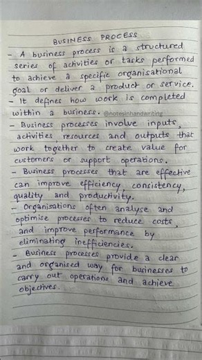 Business Process Quick Notes