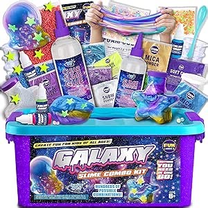 Toy Galaxy Slime Kit for Boys Girls 10-12, FunKidz Ultimate Metallic Slime Making Kit for Kids Ages 8-10 D.I.Y. Glow, Galactic, Fun Slime Gifts