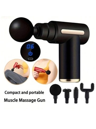 AXH. Portable Muscle Massage Gun, Suitable For Full Body Massage, Equipped With LED Touch Screen, Speed Adjustment, Rechargeable And 4 Replaceable Massage Heads. Fascia Gun - Muscle Massage Chair - Professional Therapeutic Grade Multi-Function Mini Electric Handheld Hammer, Suitable For Percussion Massage On Shoulders, Neck, Waist, Back And Other Areas. A Unique And Cool Gift Suitable For Both Men And Women, An Ideal Choice For Gift Sets. | SHEIN
