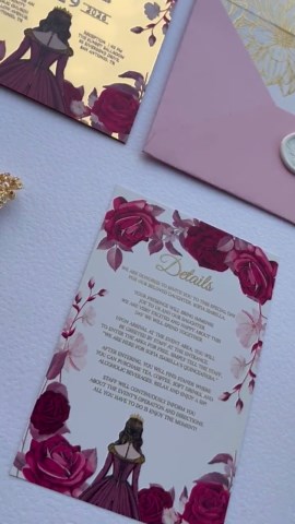 Quinceañera Invitation Set: Blush Pink Floral Gold Acrylic Arch Invite With RSVP & Details Card - Etsy