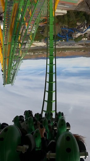 Thrilling Riddler's Revenge Rollercoaster at Six Flags Magic Mountain