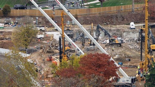 White House ballroom construction continues where East Wing once stood