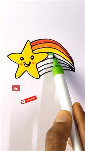Cute Star 🌟 and Rainbow 🌈 stickers drawing easy for kids #shorts #yt #shortvideo #drawing #kidsart