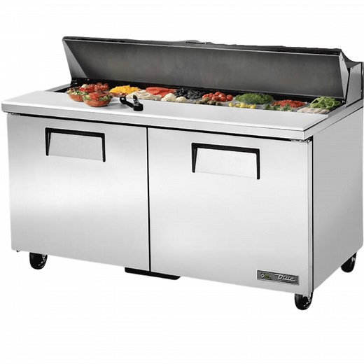 TRUE TSSU-60-16-HC Mesa Refrigerada Preparacion 2 Puertas Gris Base Preparar Sandwiches Ensaladas Pizzas Mesa Frio Barra