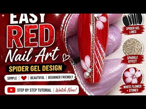 Easy Red Nail Art ❤️ Spider Gel Design | Beginner Friendly😍