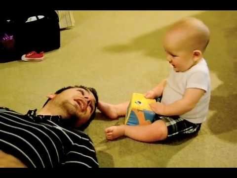 Baby laughing at Daddy sneezing
