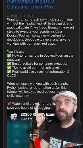 NEW EX200 Question is OUT.Come and check it out how to get full marks. Running Scripts in Containers