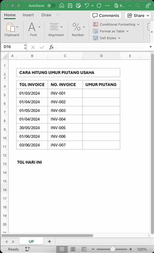 Menghitung Umur Piutang dengan Formula Excel