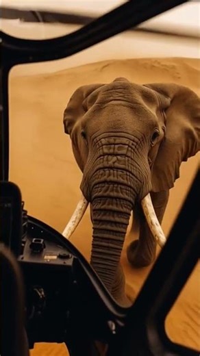 “Giant Desert Elephant Walking Through the Dunes — Seen From Helicopter POV”