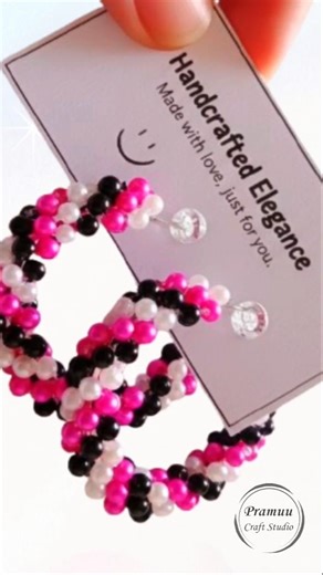 DIY Beaded Hoop Earrings ✨ Easy Earring Making Tutorial #shorts #handmade